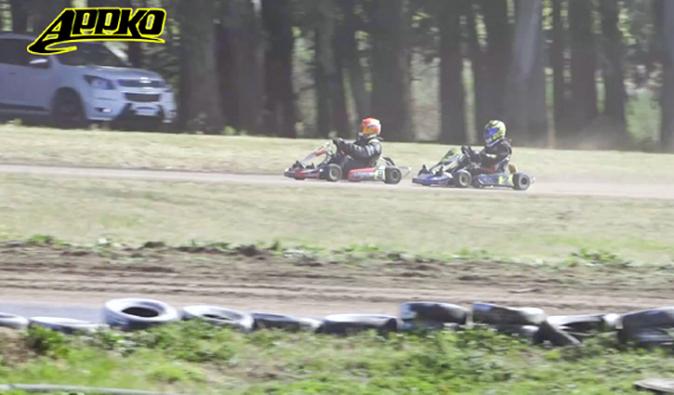 Caracino por delante de Pando. El de Necochea se anotó la primera del Playoff de Cajeros 150. / Foto Imagen de video