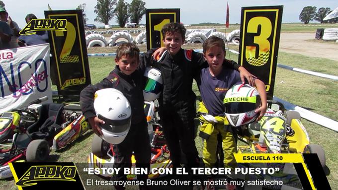 Grandes pilotos. Franco Sánchez, Lautaro Videla Alvarez y Bruno Oliver, los integrantes del primer podio de 2020 en Escuela. | Foto imagen de video